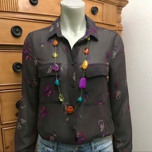 Pretty Women GAP Button-down Sheer Floral Top S